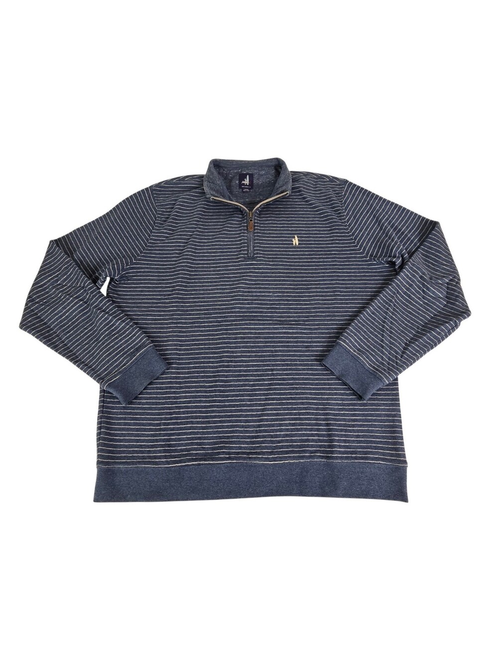 johnnie-O Sweater Mens Large Gray Blue 1/4 Quarter Zip Mock Neck Golf Emmett EUC